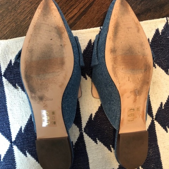 J Crew Pointed Toe Slides in Denim - Picture 3 of 3